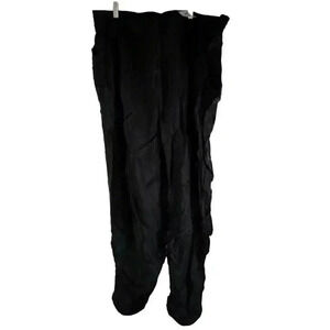 Lane Bryant Womens Pants Black High Rise Elastic Waist Pull On Pocket Pleated 28